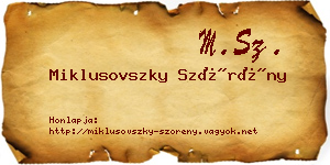 Miklusovszky Szörény névjegykártya